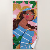 ウーマンイタリアンサマービーチ休暇 ビーチタオル (正面)