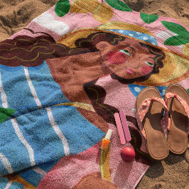 ウーマンイタリアンサマービーチ休暇 ビーチタオル