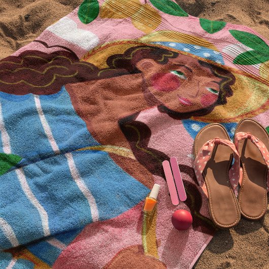 ウーマンイタリアンサマービーチ休暇 ビーチタオル