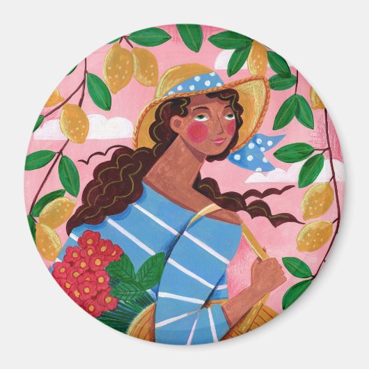 ウーマンイタリアンサマービーチ休暇 マグネット (正面)