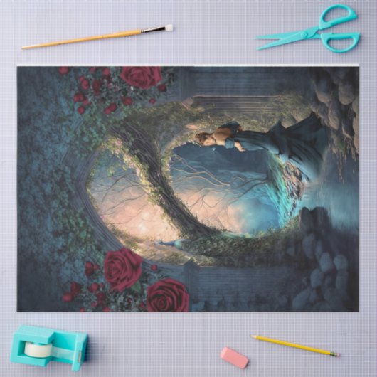 ウーマンインザウッズファンタジーポートレートアート 薄葉紙 (クラフト)