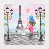 ウーマンインパリスエッフェルタワーラベル ラベル (デザイン1)