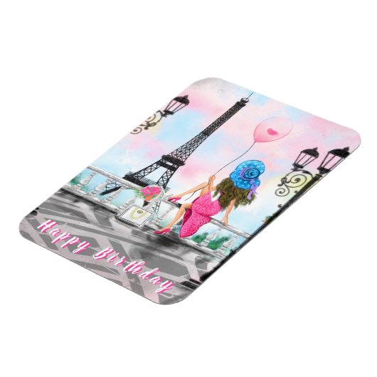 ウーマンインパリハッピーバースデーマグネットエッフェルタワー マグネット (左側)