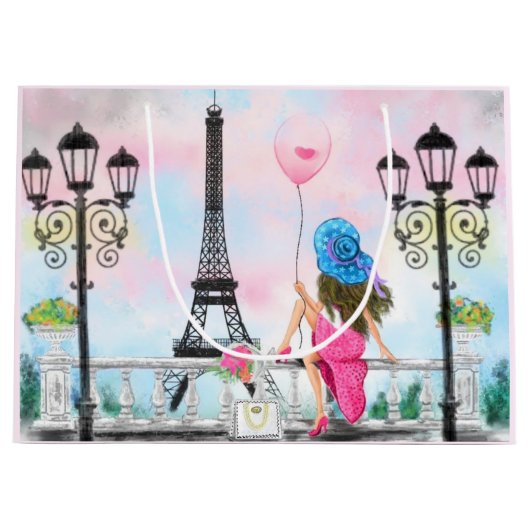 ウーマンインパリ抱き枕エッフェルタワー ラージペーパーバッグ (正面)