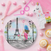 ウーマンインパリ紙プレート-エッフェルタワー ペーパープレート (パーティー)