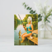 ウーマンインビキニ魚釣りfrom Wooden波止場 シーズンポストカード (スタンド正面)