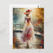 ウーマンウォークインザパークAIファインアート ポストカード (正面/裏面)