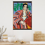 ウーマンオンセルフォン抽象芸術マティススタイル ポスター (キッチン)