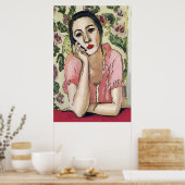 ウーマンオンセルフォン抽象芸術マティススタイル ポスター (キッチン)