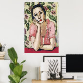 ウーマンオンセルフォン抽象芸術マティススタイル ポスター (ホームオフィス)