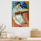 ウーマンオンセルフォン抽象芸術マティススタイル ポスター (キッチン)