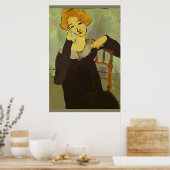 ウーマンオンセルフォン抽象芸術マティススタイル ポスター (キッチン)