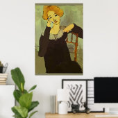 ウーマンオンセルフォン抽象芸術マティススタイル ポスター (ホームオフィス)