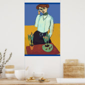 ウーマンオンセルフォン抽象芸術マティススタイル ポスター (キッチン)