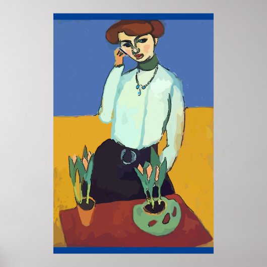 ウーマンオンセルフォン抽象芸術マティススタイル ポスター (正面)