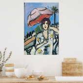 ウーマンオンセルフォン抽象芸術マティススタイル ポスター (キッチン)