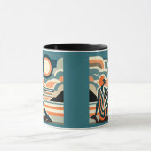 ウーマンオンビーチアットサンセットアールデコデザイン マグカップ (中央)