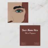 ウーマンガール顔アイメイクアップアーティスト美容師 スクエア名刺 (正面/裏面)