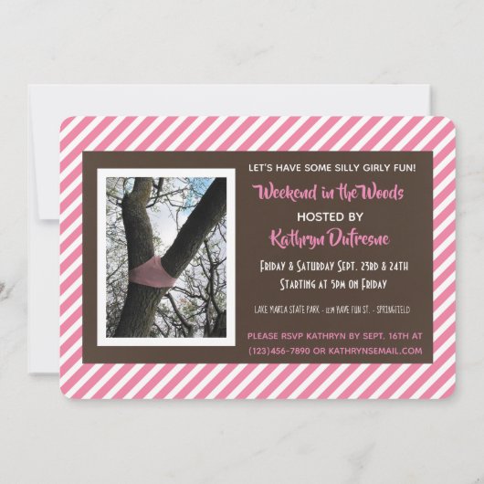 ウーマンズウおもしろいッズジーウィークエンドパーティの招待状 招待状 (裏面)