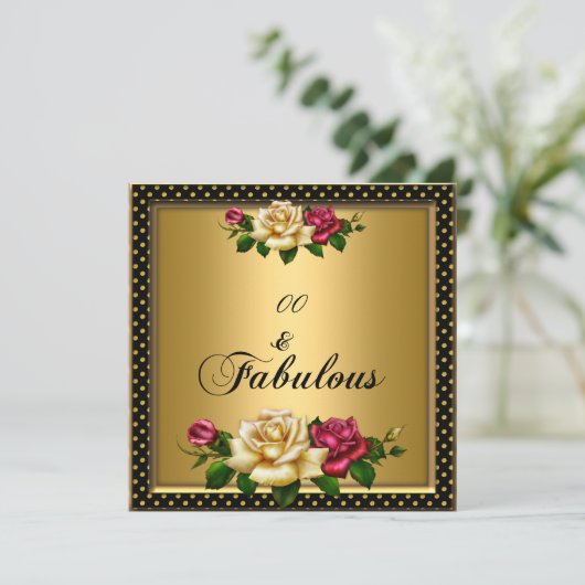 ウーマンズバースデーパーティーバラ金ゴールドヴィンテージ 招待状 (スタンド正面)