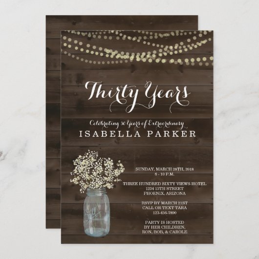 ウーマンズ誕生日招待状 | バビーズブ素朴リー 招待状 (正面/裏面)