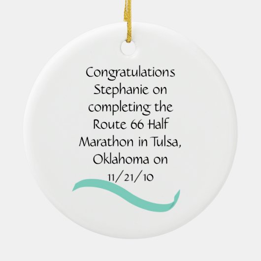 ウーマンハーフマラソンランナーオーナメントティール(緑がかった色) セラミックオーナメント (裏面)