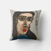 ウーマンブルー顔抽象芸術 クッション (裏面)