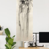 ウーマンペンシルスケッチアルフォンスミュシャアールヌーボー ポスター (ホームオフィス)