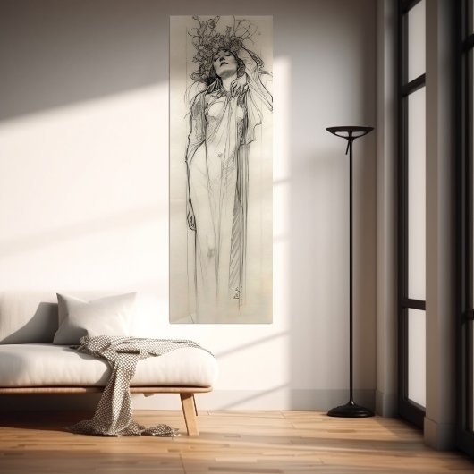 ウーマンペンシルスケッチアルフォンスミュシャアールヌーボー ポスター