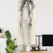 ウーマンペンシル勉強アルフォンスミュシャアールヌーボー ポスター (ホームオフィス)