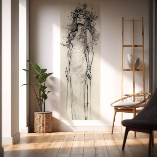 ウーマンペンシル勉強アルフォンスミュシャアールヌーボー ポスター