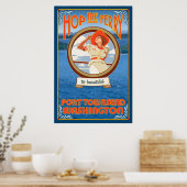 ウーマンライディングフェリー – ポートタウンゼントワシントン ポスター (キッチン)