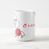 ウーマンラインアートスケッチコーヒー文字 コーヒーマグカップ (中央)