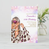 ウーマンレインボー誕生日招待状 招待状 (スタンド正面)