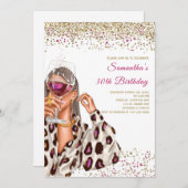 ウーマンレインボー誕生日招待状 招待状 (正面/裏面)