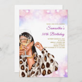 ウーマンレインボー誕生日招待状 招待状 (正面/裏面)