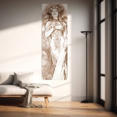 ウーマンレッドクレヨン勉強アルフォンスミュシャアールヌーボー ポスター