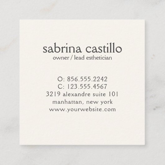 ウーマン離れムーンアーチ美しいウェルネススパセージ スクエア名刺 (裏面)