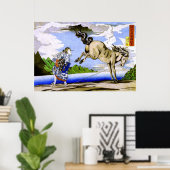 ウーマン&ホース国芳日本のファインアート ポスター (ホームオフィス)