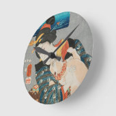 ウーマ遊ンズ・ウィズ・キャット・ヴィンテージ・日本のプリント ラウンド壁時計 (傾斜)