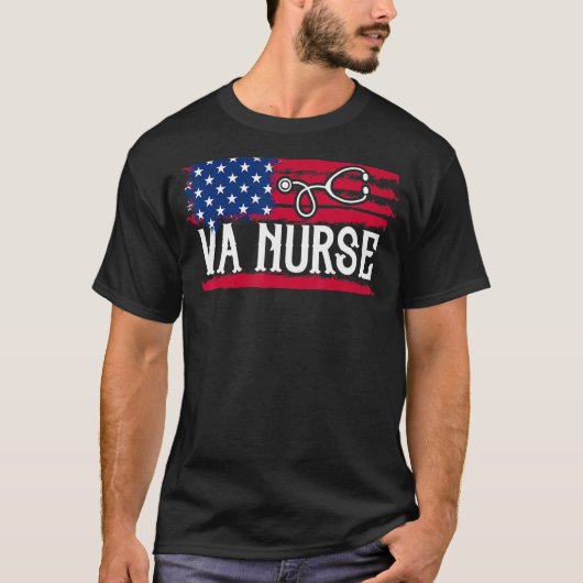 ウーメンズアメリカ国旗Vaナース愛国的な7月4日 Tシャツ (正面)