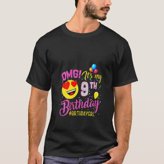 ウーメンズOMGそれは私の9誕生日女の子9歳 Tシャツ (正面)