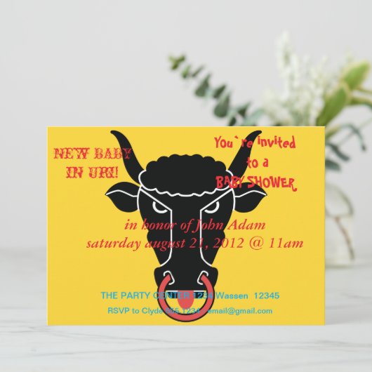 ウーリの旗がデザインされたベイビーシャワーの招待状 招待状 (スタンド正面)