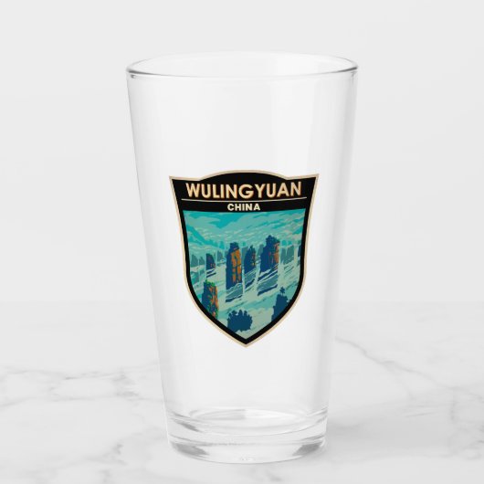 ウーリンユアンシーニックエリア中国旅行芸術ヴィンテージ タンブラーグラス (正面)