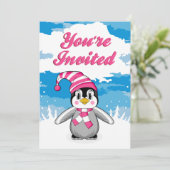 ウーリーハットペンギンパーティー招待状 招待状 (スタンド正面)