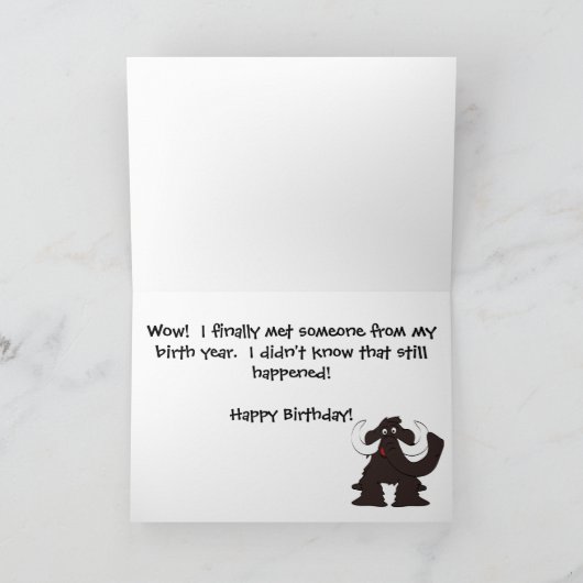 ウーリーマンモス先史時代の誕生日カード カード (内部)