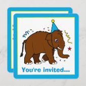 ウーリーマンモス誕生日招待状 招待状 (正面/裏面)