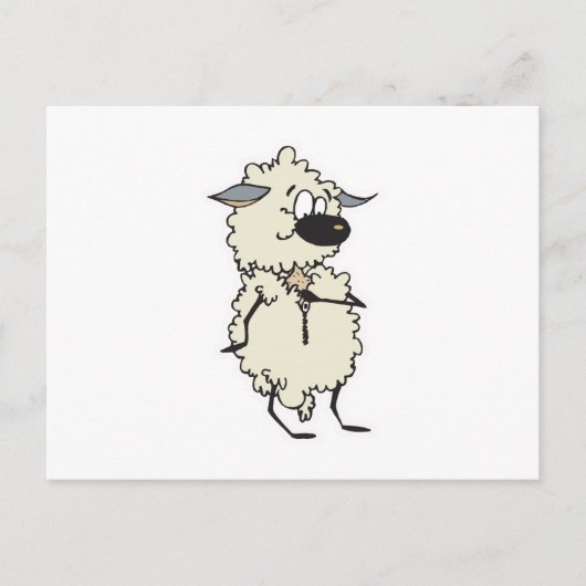 ウールおもしろい羊のファスナー ポストカード (正面)