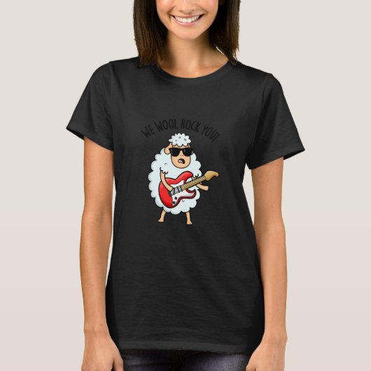 ウールであなたをロックする 面白い羊のパロディ Tシャツ (正面)