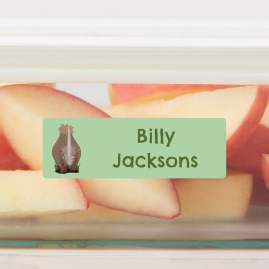 ウールのサイのエラスモウムパーソナライズされた漫画 ラベル (貼付)